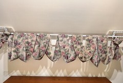 Vintage Sheer Pink Mauve Purple Green Tan Floral Fabric 45” wide