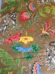 Fabric Lot 3 Yd 54 W Vintage Duralee “Toile Tropique” Chinoiserie Tropical 60s