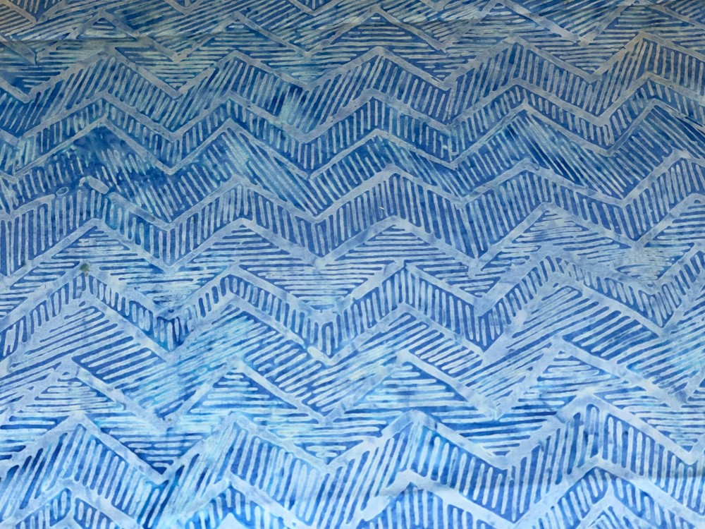 30″ X 44″ Tonga Batik Cotton Quilt Store Fabric Zig Zag Blue Blender Tonal