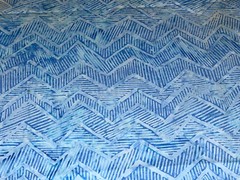 30″ X 44″ Tonga Batik Cotton Quilt Store Fabric Zig Zag Blue Blender Tonal