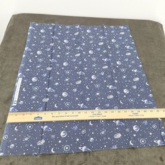 Planets and Stars Navy and Silver Moons 100% Cotton Fabric 44 x 26 in