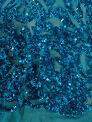 Phoebe TURQUOISE Sequins on Mesh Lace Fabric by the Yard – 10062