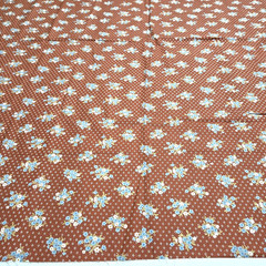 VTG Nosegays On Birdseye Blue White On Rust Debut Designs Cotton Fabric 2.7 YDS