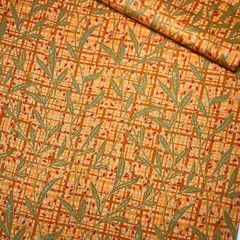 Ivy Trellis Fabric by Classic Cottons Green on Orange Plaid 100% Cotton