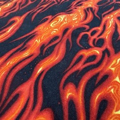 Orange Red Flames Black Cotton Fabric “Movin On” BTHalfY #52