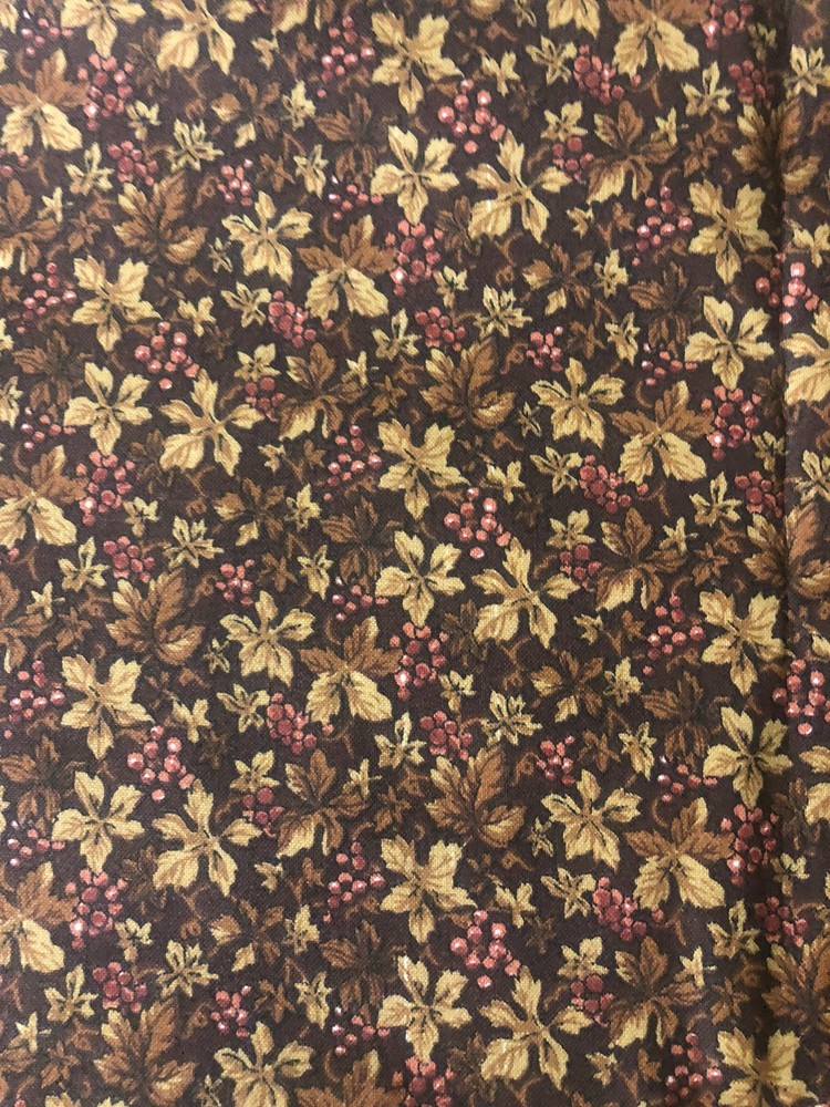 2-YARDS Brown Autumn Leaves Print Cotton Fabric 45″ Quilting
