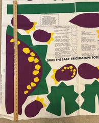 Vtg Cut N Sew Spike the Baby Triceratops Canvas Fabric Tote Bag Princess Fabrics