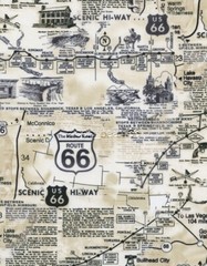 BTHY The Mother Road Route 66 Map Cream Cotton Fabric Yard Timeless Treasures