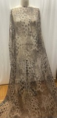 100% Silk Chiffon Abstract Leopard Print Brown Taupe Fabric By The Yard 56″ Wide