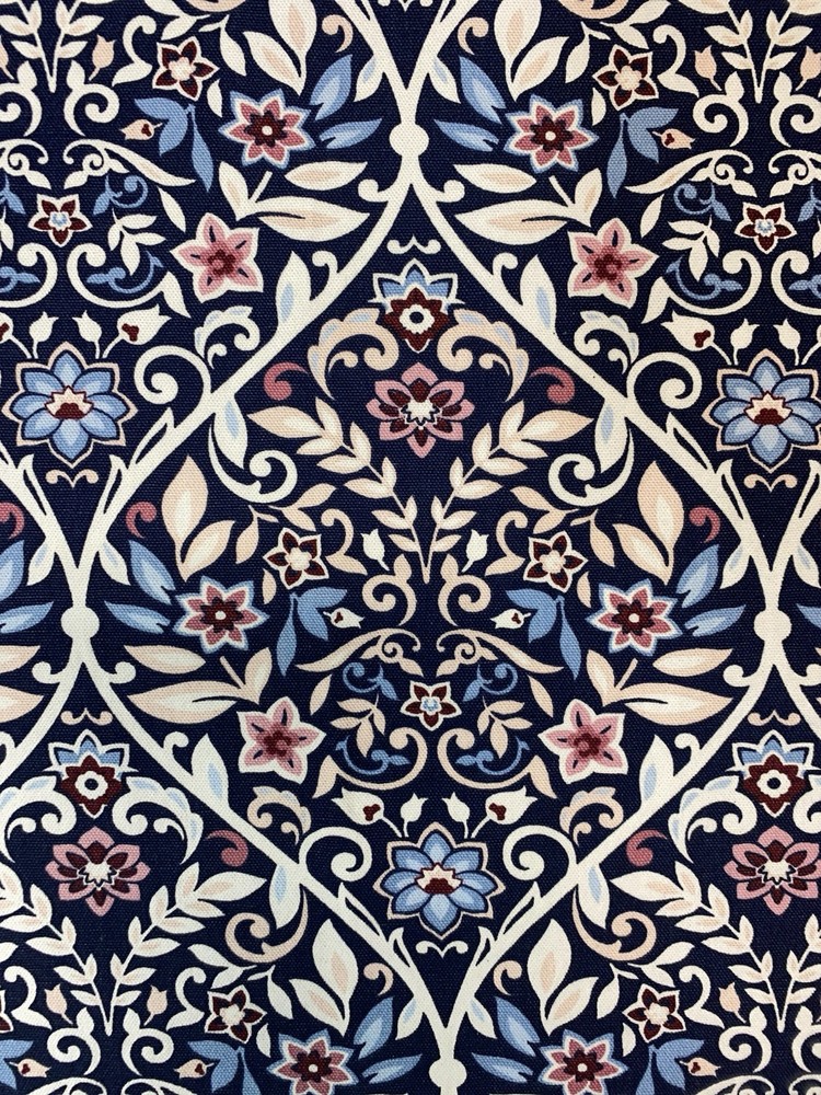 Better Homes Blue Medallion Filigree Floral Decor Fabric Cotton 1.75 yd
