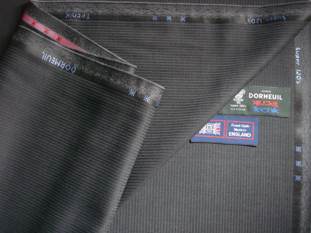 DORMEUIL SUPER120’s WOOL SUITING FABRIC “TECNIK’– MADE IN ENGLAND- 3.4 m