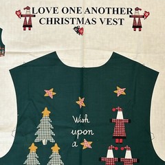 Fabric Panel Christmas Vest Love One Another One Size Santa Wish Upon Star Green
