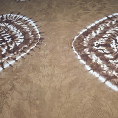 Vintage West African Bazin Riche Damask Fabric Tie Dye Brown Ochre Boho 2.4Yds