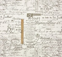 LACEFIELD DESIGNS DOCUMENT SEPIA BROWN PARIS POSTAGE SCRIPT FABRIC BY YARD 55″W