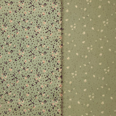 Nostalgic Cotton Shirting, Vintage-Inspired Floral Fabric in Sage Green & Yellow
