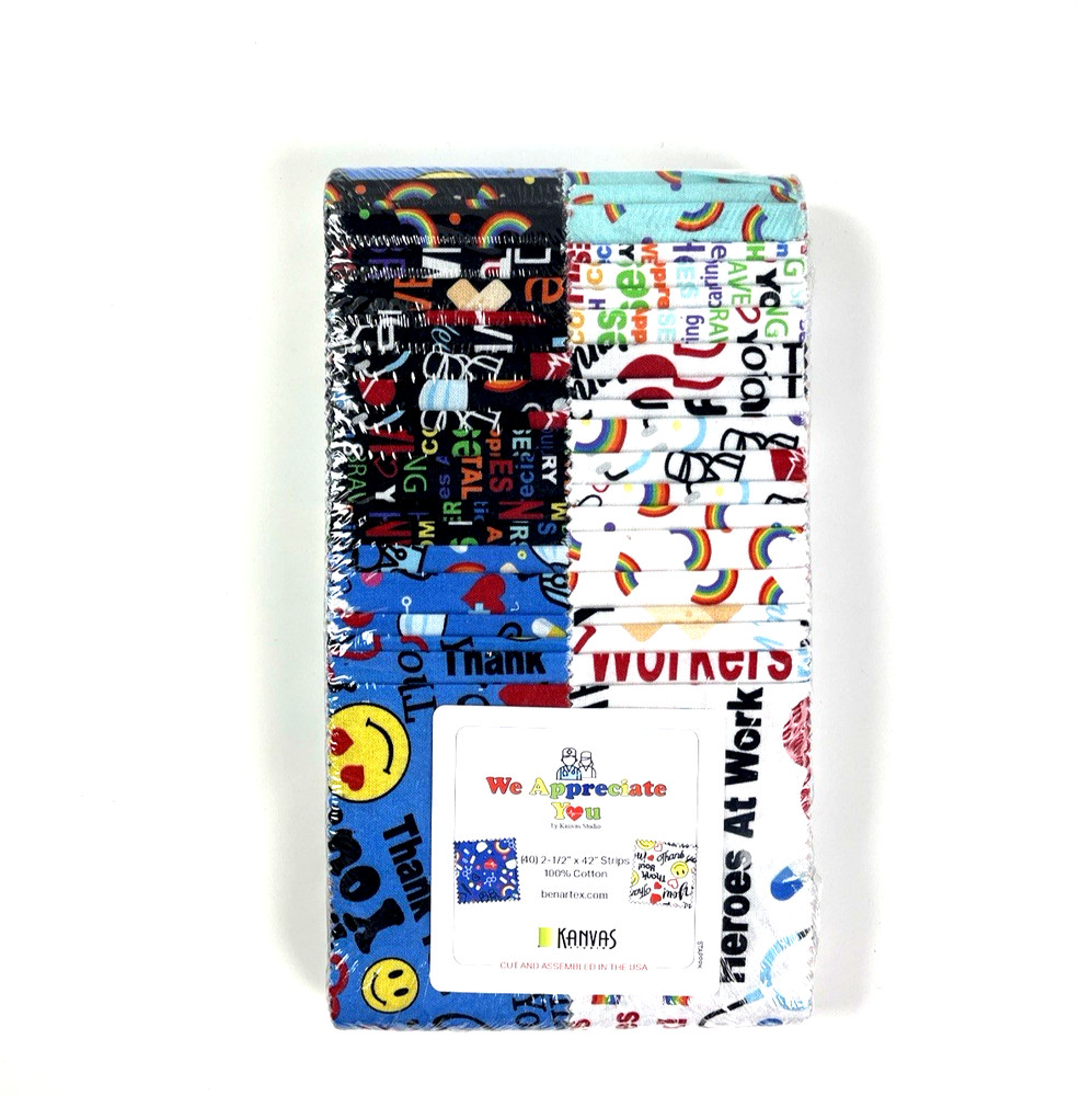 We Appreciate You Fabric Strips 2.5″ x 42″ Benartex Kanvas Studio Quilt Nurse