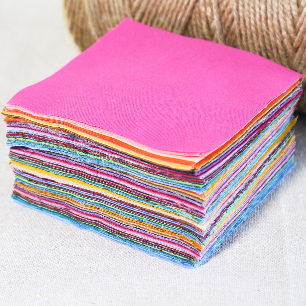 100 Flower Floral Printed Fabric Charm Precut 4″ Squares Fabric Bundles Quilt