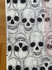 Alexander Henry OOP YORICK SKULL Black White Cotton Fabric “18X44” New