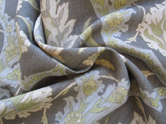Lewis & Wood Damascus Dreams 34″ t fold Linen Blend Fabric Print Bronze Colorway