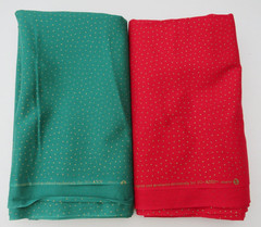 Lot of 2 – Jo-Ann Fabrics Cotton Red & Green Solid With Gold Dots 2 Yds Each