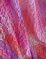 Multi-Color Ombre Stretch Lace Fabric ~ Pink, Peach, Lavender 1 1/8 yd, 56″ wd