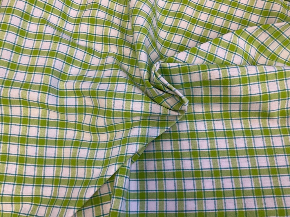 NORTHCOTT – PICCADILLY #W24429-72 TRI-COLORED CHECK – LIME– BY THE YARD