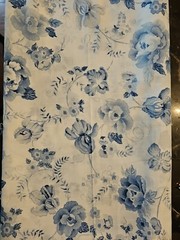 Vintage Fabric Wamsutta Cotton Blend Blue & White Floral Flowers 5 1/2 yards