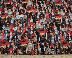 JoAnn Fabric – SASSY PACKED WOMEN WITH RED – by the HALF yd (18″)