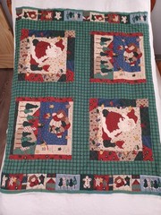 VTG Old Time Santa Squares Leslie Beck VIP Craft Fabric Panel Cotton 1 Pc 35×43