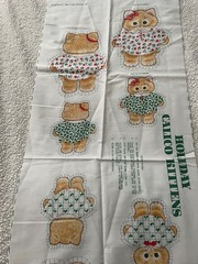 Cut ‘n Sew Holiday Calico Kittens Fabric Panel Uncut Spring Mills Vintage 1980s