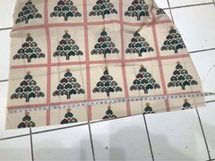 3 yards Christmas tree with buttons sewing fabric beige cheater quilt design