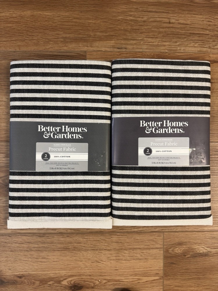 Better Homes & Gardens 100% Cotton Classic Stripe Black 4 Yards Precut Fabric