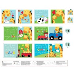Studio e Fabrics ~ Mommy and Me Giraffe ~ 100% Cotton Soft Fabric Book Panel