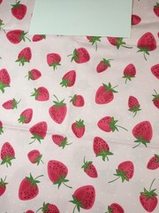 Brother Sister Design Studios Pink Background Strawberries 1 Yard + 19″ x 44″
