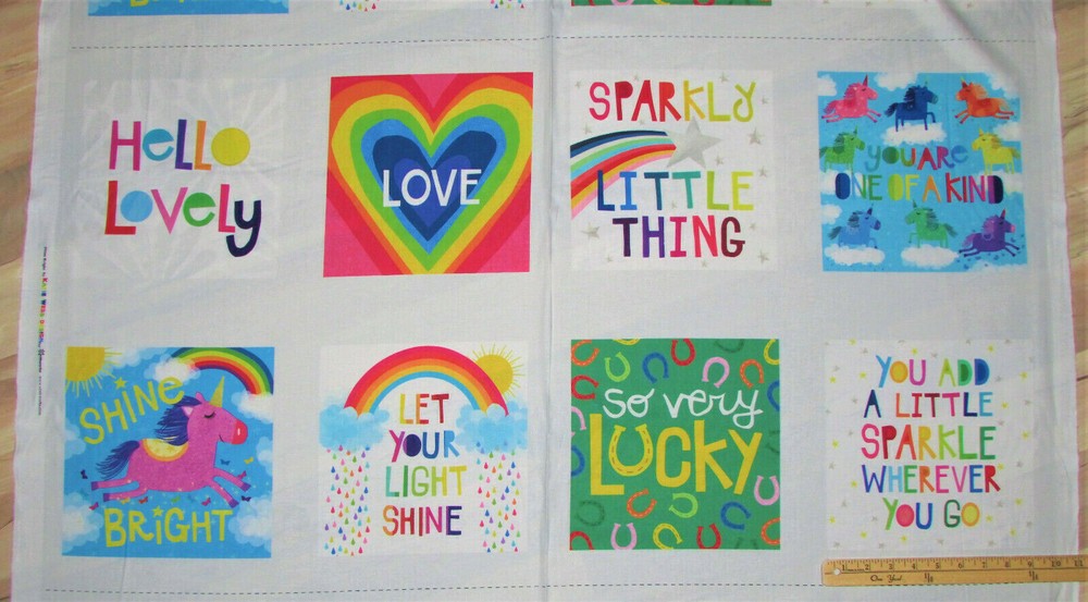 Unicorn Sparkle Shine Bright Digital Print Cotton Fabric Panel 23″ x 42″ Y2759