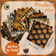 Halloween Fabric Bundle 10×10 Inches Polyester Cotton Quilt Squares 20 Pieces