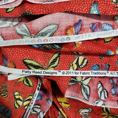 Patty Reed Designs Red Butterfly Sparkly Sewing Fabric 2011 Crafts 161 x 44 in