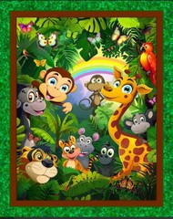 *PANEL* 36×45 JUNGLE FRIENDS – CUTE! COTTON – BABY QUILT – SHARP DIGITAL