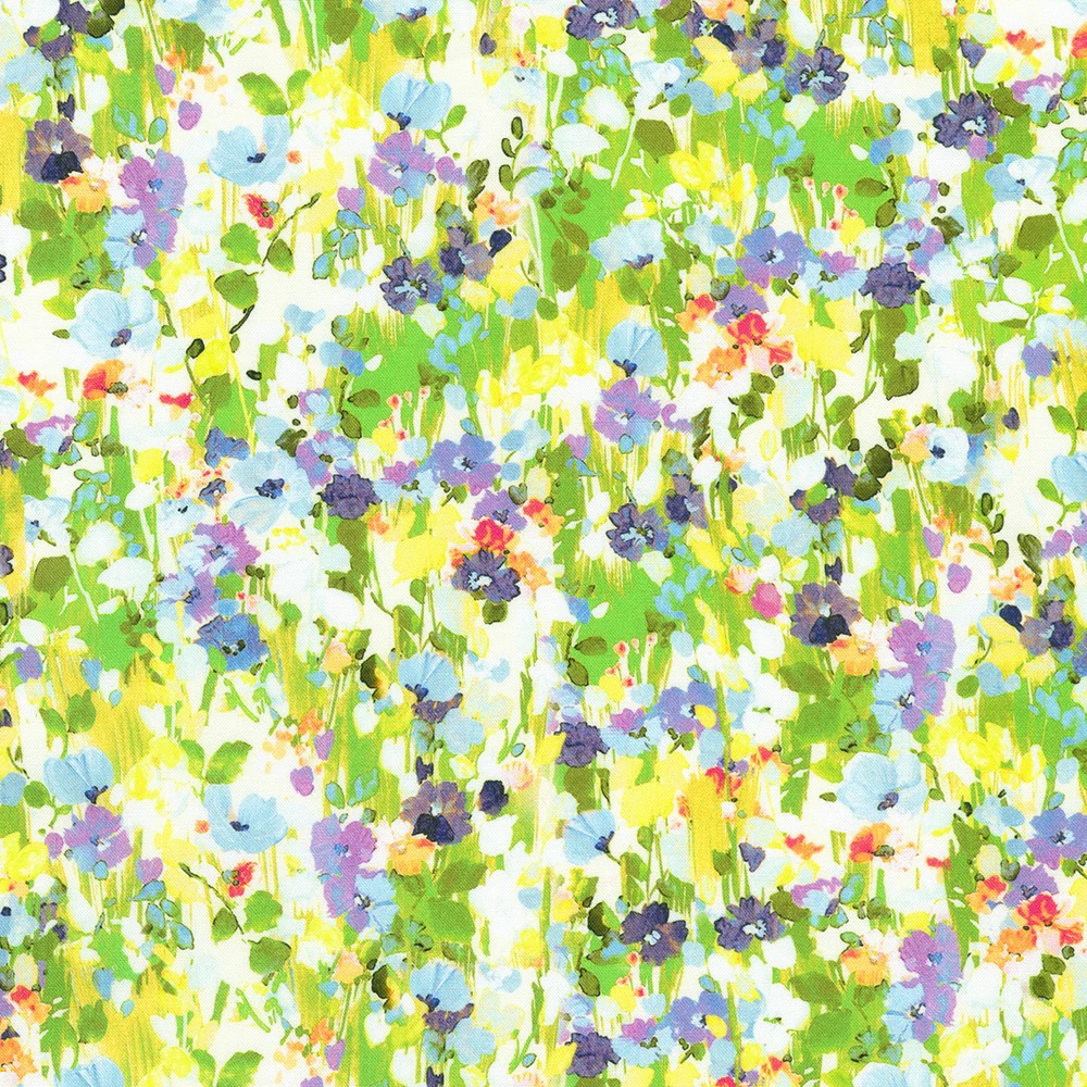 KAUFMAN – Painterly Petals-Valley by Studio RK – Electric Floral – Sprig ,1/4