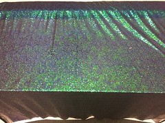 GREEN IRIDESCENT MINI SEQUINS EMBROIDER ON A BLACK MESH-FASHION-SOLD BY YARD.