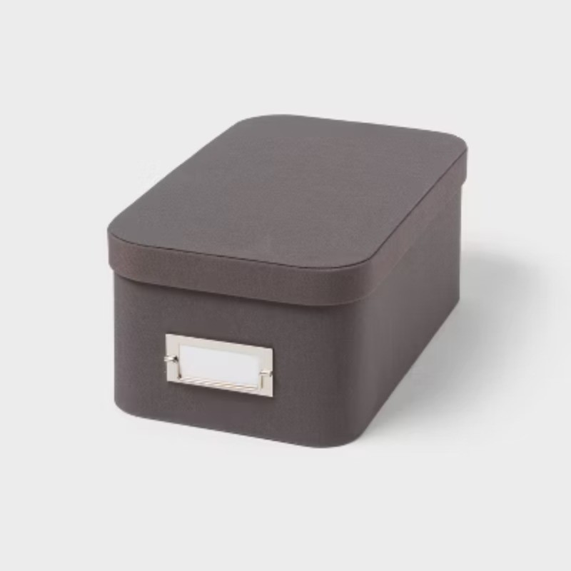 Small Decorative Fabric Box Charcoal: Rectangle