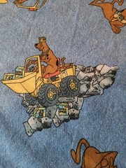 Scooby-Doo Scooby Snacks Construction Equipment Print Fabric Vintage 2004