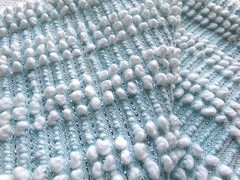 mermaid mist blue vtg chenille bedspread fabric silver lurex pearl pops 18×24″