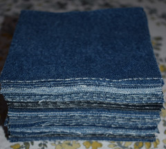 Denim Fabric Squares 4.5 inch Lot of 50 100% Cotton Blue Jean Quilt Craft Sew