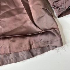 Vintage Union Made Womens Coat Lining Salvaged Brown Satin Wool Textile READ