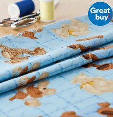 Tossed Teddy Bears on Blue Fabric by Fabric Traditions, BTHY, Cuddle Bears