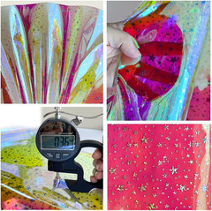| 12 Gauge See through Clear Jelly Fabric with Iridescent Glitter Stars Transpar
