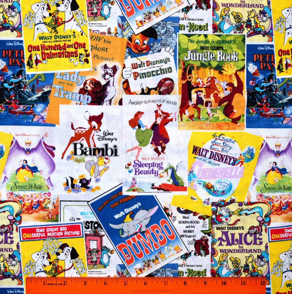 Disney Movies Fabric – HALF YARD 100% Cotton Quilting Bambi Dumbo 101 Dalmatians