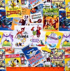 Disney Movies Fabric – HALF YARD 100% Cotton Quilting Bambi Dumbo 101 Dalmatians