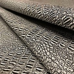 Faux Leather Alligator Fabric 1 Yard Cut 36×54 Inch Black White Print Embossed